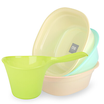 

【Jingdong Supermarket】 Xi Yi Ou (CEO) such as jade basin (35cm) wash basin pots 3 loaded with jade cute spoon 1