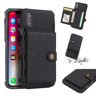 

New iPhoneXSMax Mobile Shell Samsung Mobile Phone Case Card Phone Case Black