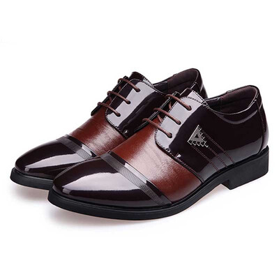 

IDIFU Mens Dress Color Block Almond Toe Lace-up Wingtips Low Top Leather Oxfords Business Shoes