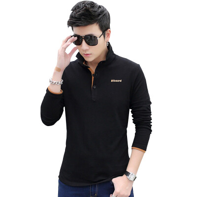 

MSEK Korea Style Long-SleeveLapel-Collar POLO Shirt