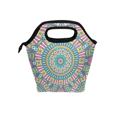 

Lunch Tote Bag Blue Irregular Figure Travel Picnic Insulated Lunch Handbags Portable Zipper Lunch Bag Box