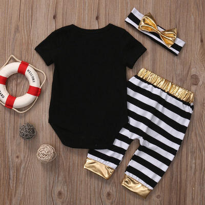 

UK Infant Baby Boy Girls Tops RomperPants Headband Outfits Toddler Clothes Set