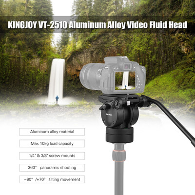 

KINGJOY VT-2510 Video Fluid Head Hydraulic Damping Tripod Ball Head with 14" & 38" Screw Mounts for Sony Nikon Canon DSLR Camer