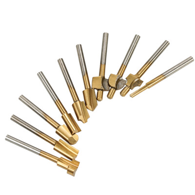 

10pcs Router Bit Titanium Coated HSS Cutter with 3mm 18" Shank Burr Rotary File Wood Milling Cutters Tool Carpenter Woodworking T