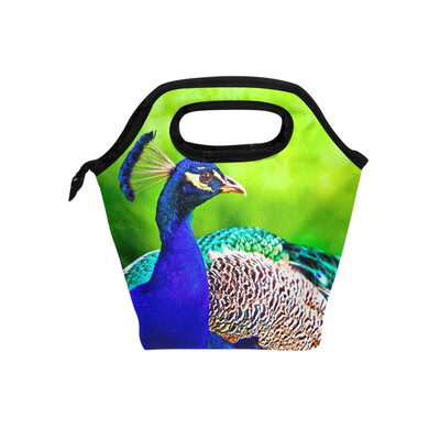 

Lunch Tote Bag Elegant Peacocks Travel Picnic Insulated Lunch Handbags Portable Zipper Lunch Bag Box