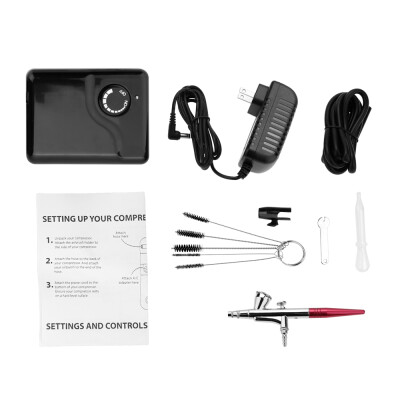 

Dual Action Airbrush Air Compressor Kit Air Pump for Art Painting Tattoo Craft Cake Spray Pen Tool Set