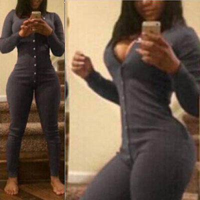 

UK Women Sexy V-neck Knit Playsuit Bodycon Long Sleeve Jumpsuit Romper Trousers