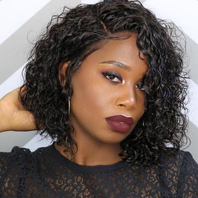

Brazilian virgin short curly lace front human hair wig with baby hair lace front human hair curly wigs for black women
