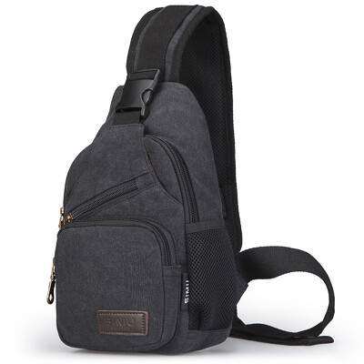 

Think of animal husbandry (SIMU) chest bag shoulder bag Messenger bag simple fashion canvas bag multi-function pockets can put ipad mini 1611 brown
