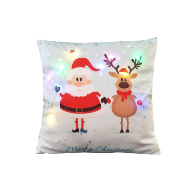 

18 18 inches 45 45cm Linen Colorful LED Light Merry Christmas Cushion Cover Decorative Sofa Car Throw Pillow Case Pillowcase