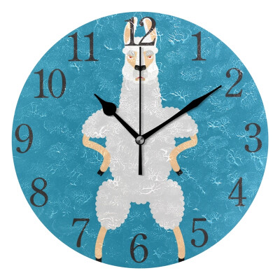 

Wall Clock Arabic Numerals Design Lama Alpaca Angry Round