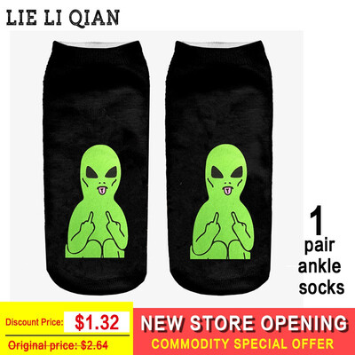 

2018 New Emoji Cartoon Cat Art Female Funny Socks Hot Sale 3d Printed Womens Socks Low Cut Ankle Femme Short Socks Wholesale
