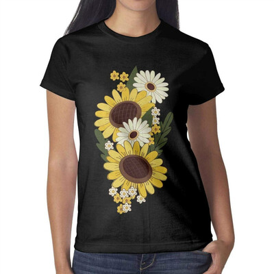 

1 Sunflower Decorations Womens Black t Shirts Custom Womens Cotton Tshirts