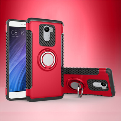 

Fivice Xiaomi Redmi 4 case PC metal ring shell magnetic car bracket TPU phone case