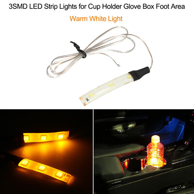 

3SMD LED Strip Lights for Cup Holder Glove Box Foot AreaRed Light