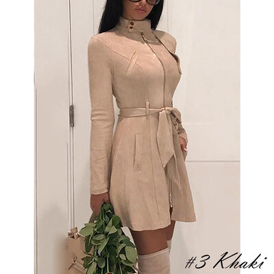 

Women High Neck Long Sleeve Casual Ladies Tops Coat Jacket Zip Up Outwear