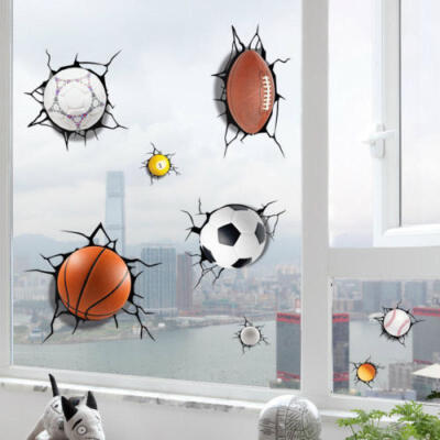 

3D Soccer Ball Wall Sticker Decal Kids Room Decoration Football Broken Crack