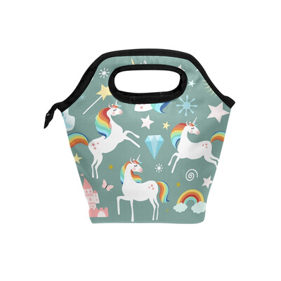 

Lunch Bag Tote Bag Rainbow Hair White Unicorn Travel Picnic Organizer Lunch Holder Handbags Lunch Bag Box