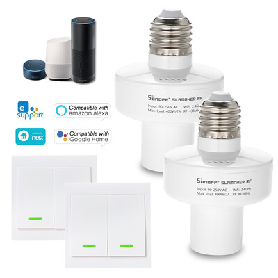 

3PCS SONOFF Slampher ITEAD WiFi Smart Light Bulb Holder 433MHz RF E27 Wireless Lamp Holder Compatible with Amazon Alexa & for Goog