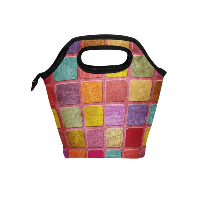 

Lunch Tote Bag Colorful Stone Travel Picnic Insulated Lunch Handbags Portable Zipper Lunch Bag Box