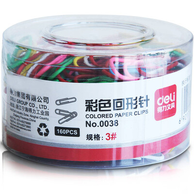 

Deli 0038 Paper Clips Assorted Colors 29mm Box of 160