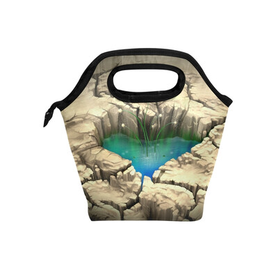 

Insulated Lunch Tote Bag Artistic Heart Travel Picnic Lunch Handbags Portable Zipper Lunch Bag Box
