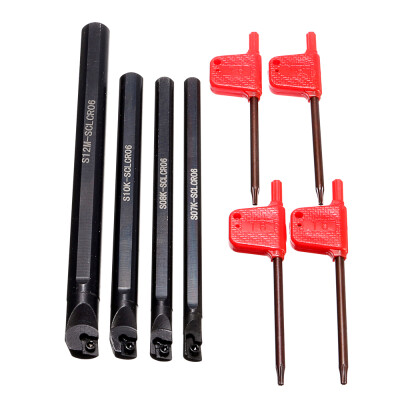 

4 Set of S07KS08KS10KS12M-SCLCR06 Lathe Boring Bar Turning Tool Holder 4Pcs Wrenches for CCMT0602