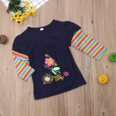 

Toddler Kids Baby Girl Rainbow Dress Long Sleeve Party Princess Dresses Clothes