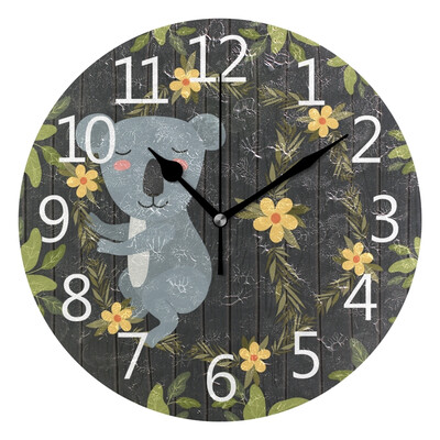 

Wall Clock Koala In The Forest Scene Round Wall Clock Arabic Numerals Design