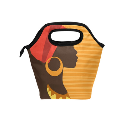 

Lunch Bag Tote Bag African American Woman Travel Picnic Organizer Lunch Holder Handbags Lunch Bag Box for Office
