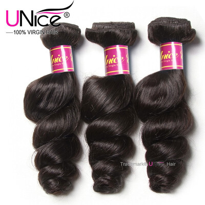 

UNice Hair 8A Peruvian Loose Wave Virgin Human Hair Weaves 4 Bundles