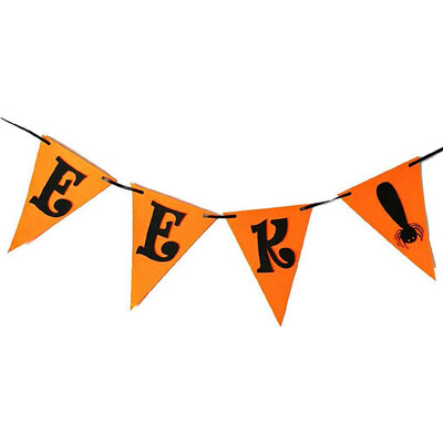 

UpperX Halloween Pennant Party Club Hanging Decoration EEK Letter Spider Pattern Window Door Home Banner Flag Hanger Sign