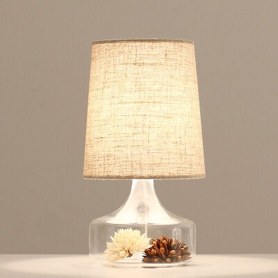 

Jingdong Supermarket] for the first time (sdhouseware) Nordic table lamp American pastoral bedside lamp transparent dry flower + flax 5WLED yellow TD1601