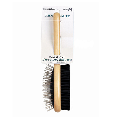 

Doug Man DoggyMan wooden long handle double-sided brush steel needle comb brush dual-use cat&dog comb M