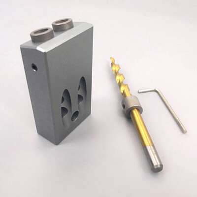 

Pocket Aluminium Alloy Porous Oblique Hole Jig Kit System for Wood Working Punch Locator with 95mm Puncher Woodworking DIY Tool