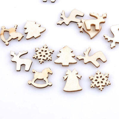 

100 Christmas Decor Xmas Wood Chip Tree Ornaments Hanging Pendant Ornament New