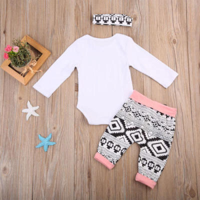 

Newborn Kids Baby Girl Boy Tops Romper Long Pants Outfits Clothes 3 9 18 24 M