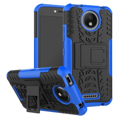 

Fivice Motorola Moto C Plus Case TPU anti-fall tire pattern back clip bracket phone case