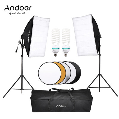 

Andoer Photography Studio Softbox Lighting Tent Kit Photo Video Equipment 2 135W Bulb 2 Light Stand 2 Softbox 1 60cm 5in1