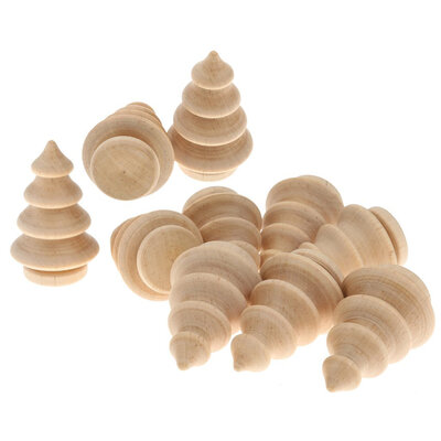 

UpperX Blank DIY Wooden Christmas Tree Peg Dolls Party Cake Toppers Pack of 10
