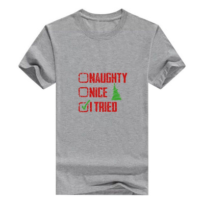 

Christmas Youth Raglan Naughty Nice I Tried Holiday Sleeve Mans T-Shirt