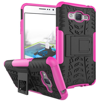 

Fivice Samsung J2 Prime Case TPU anti-fall tire pattern back clip bracket phone case