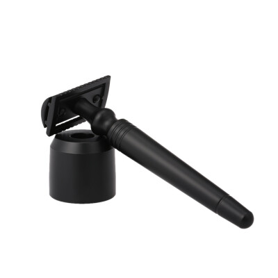 

Aluminum Alloy Safety Razor with Stand Base Rotating Beard Trimmer Double-edged Long Handle Razor