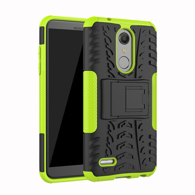 

Fivice LG K10 2018 Case TPU anti-fall tire pattern back clip bracket phone case