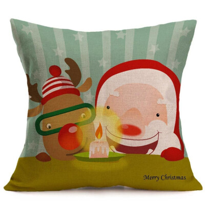 

UpperX Vintage Christmas Cartoon Smowman Penguin Sofa Bed Home Decor Festival Pillow Case Cushion Cover Santa Claus with elk