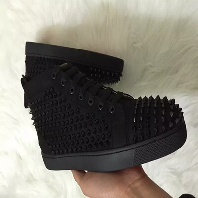 

Fashion Designer Studded Spikes Flats shoes Red Bottom Shoes For Men&Women Party Lovers Genuine Leather Sneakers