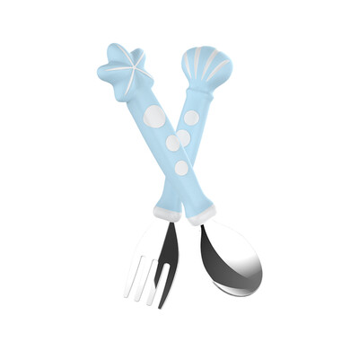 

Sakura Shu Enssu childrens stainless steel cutlery combination infant portable fork spoon set baby fork spoon food supplement tableware out with fork spoon tableware ES3163