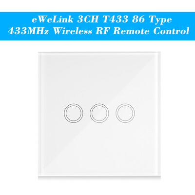 

eWeLink 3CH T433 86 Type Luxury Wall Touch Panel Sticky 433MHz Wireless RF Remote Control Transmitter Automation Modules 3 Gang Su