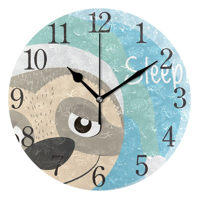 

Wall Clock Arabic Numerals Design Sloth Cute Round