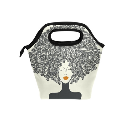 

Lunch Bag Tote Bag African American Woman Travel Picnic Organizer Lunch Holder Handbags Lunch Bag Box for Office